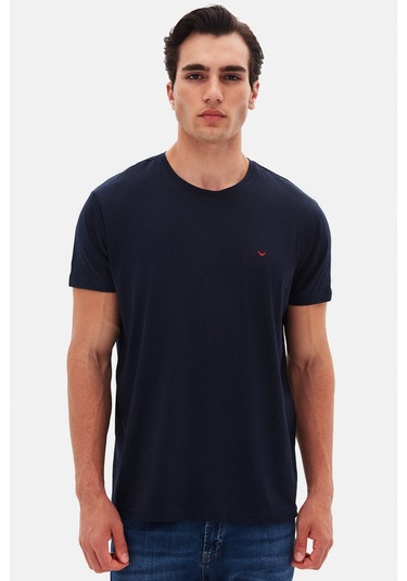 Ds Damat Regular Fit Lacivert Düz Nakışlı %100 Pamuk T-shirt 4hc140632006m Lacivert