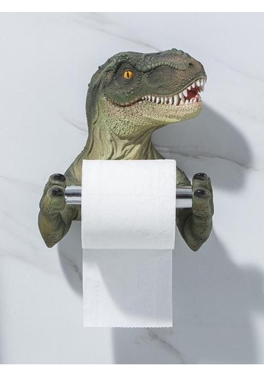 Dinozor Duvara Monte Tuvalet Kağıdı Tutucu Paslanmaz Çelik Doku Tutucu Banyo Kağıt Rulo Raf Duvara Montaj Banyo Ürün Kağıt Tutucular Yeşil 22 x 13.6 x 11.2 CM