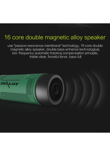Yifomall Zealot S1 Dış Mekan Bluetooth Hoparlörü, Led Fener, Sos Modu, Tf Kart/dosya Destekli, 4000mah Pil, Su Geçirmez, El Desteği Mikrofonlu - Yeşil
