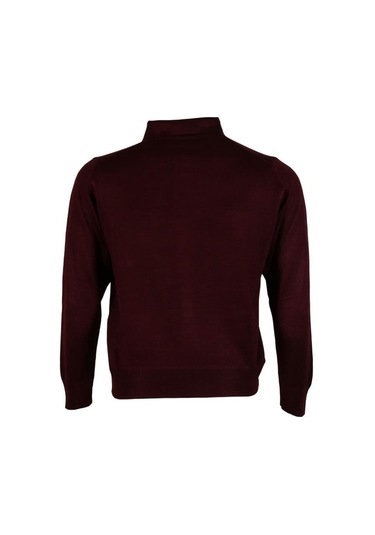 Erkek Bordo Kazak Polo Yaka Yünlü Klasik Normal Kesim Rar00653