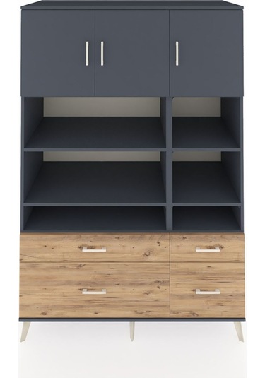 Kronos Dolap 10 Raflı 4 Çekmeceli 3 Kapaklı 132x59x195 Antrasit-antrasit/çam Antrasıt/atlas Çam Kronos Dolap 10 Raflı 4 Çekmeceli 3 Kapaklı 132x59x195 Antrasit-antrasit/çam Antrasıt/atlas Çam