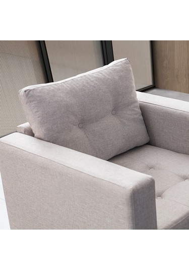 Eymense Kraft Krem Minderli Tekli Koltuk Berjer Krem