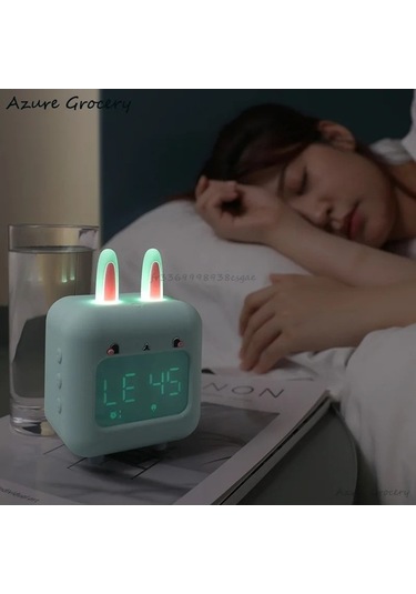 Pazly Çocuklar İçin Sevimli Tavşan Dijital Alarmlı Çalar Saat 1 Adet 1 Adet