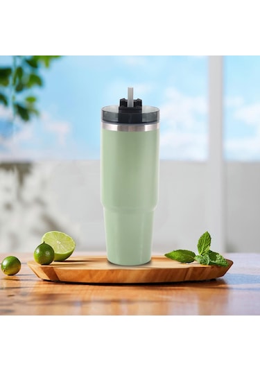 Suntek Magideal Hasır Ve Kapaklı Su Bardakları Paslanmaz Yeşil-30oz