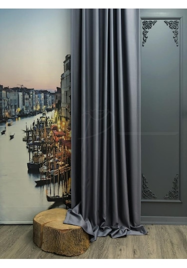 Fon Perde Blackout Karartma Işık Ve Isı Engelleme Özelliği Koyu Gri Çok Renkli