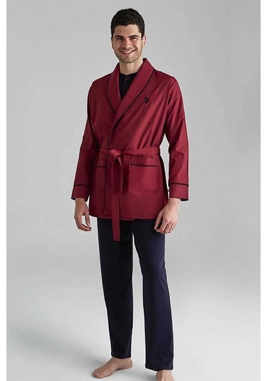 U.S Polo Assn. 12000 Erkek Uzun Kollu Kısa Kollu Şortlu Takım Sabahlık 3'lü 001