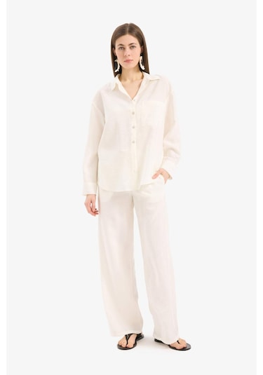 Defacto Regular Fit Esnek Belli Plaj Pantolonu-fall İn Love E1172ax25smwt16 Beyaz