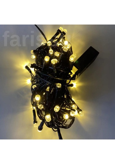 5 Metre 120 Ledli 8 Modlu Fişli Peri Led Işıklandırma - Gün Işığı Sarı Dekoratif Şerit Led Gün Işığı