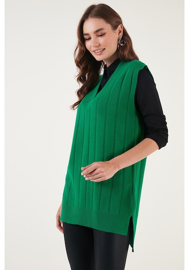 Lela V Yaka Arkası Uzun Triko Bayan Süveter 4616088Y Benetton