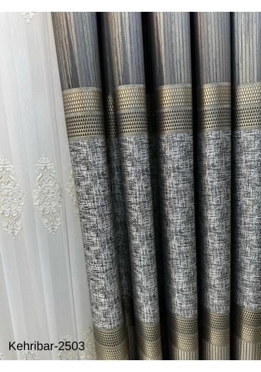 Nivemeshome Kehribar Ft614162 Toprak V-2503 Pano Fon Perde 1/3 Sık Pileli Perde Apm Toprak