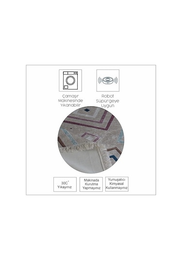 Dekoratif Milena Model Kaydırmaz Dot Taban Halı Çok Renkli