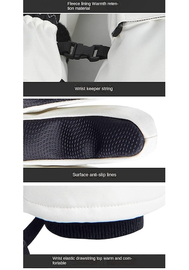 Moveevo Kışlık Kayak Eldiveni - Erkek Ve Kadın İçin Siyah/beyaz, Sıcak Tutucu, Dokunmatik Uyumlu, Parmaklı, S/m/l/xl Boyutlar Siyah