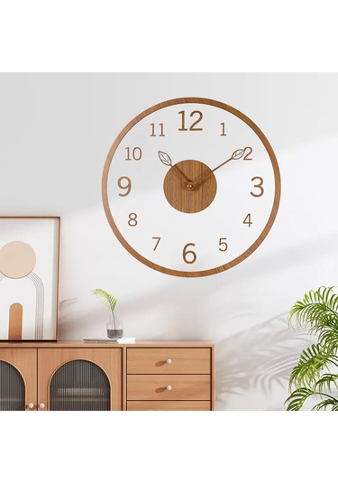 Suntek Ofis Ev Sınıf Tik Rengi Için Modern Duvar Saati Sessiz Diğer