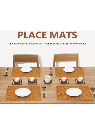 Ulzyvf X Turuncu Paket, Örtüsü, Masa Kahverengi İnç, İnç El Dokuması Doğal Denizotu 4'lü 17 12 - Pf Kahverengi - Turuncu