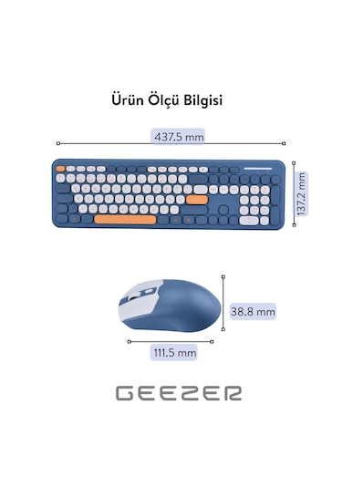 Soft Touch Kablosuz Klavye Mouse Set Lacivert + Beyaz Smk-687 Diğer