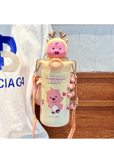 Çocuk Sevimli Paslanmaz Çelik Termos Bardak-sarı Pembe 11