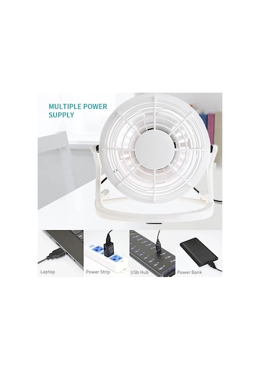 Masaüstü Usb Fan - Taşınabilir Usb Vantilatör - Plastik - Beyaz