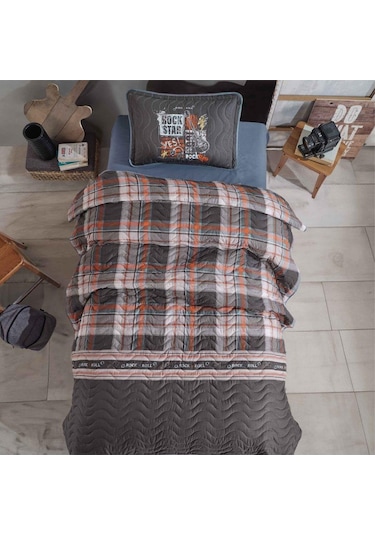 Clasy Ranforce Yatak Örtüsü Tek Kişilik Rock İn Roll V1 Gri