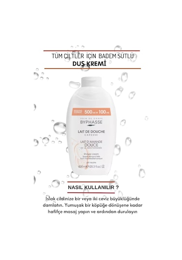 Byphasse Caresse Tatlı Badem Sütlü Kremli Duş Jeli 600 ML