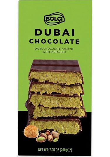 Bolçi Dubai Çikolatası Fıstıklı Kadayıf Dolgulu Bitter Çikolata 200 G