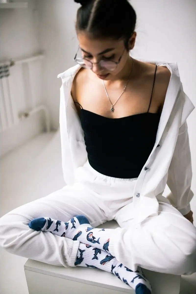 Mogzy Baskılı Ve Desenli Yüksek Çoraplar Eğlenceli Baskılı Ve Desenli Yüksek Çoraplar 19460528 Beyaz