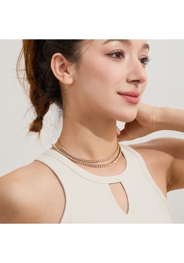 Kadınlar İçin Paslanmaz Çelik Zirkonyum Tam Elmas Kolye Titanyum Çelik Solmayan Köprücük Kemiği Kolye Niş Kısa Takı Diğer