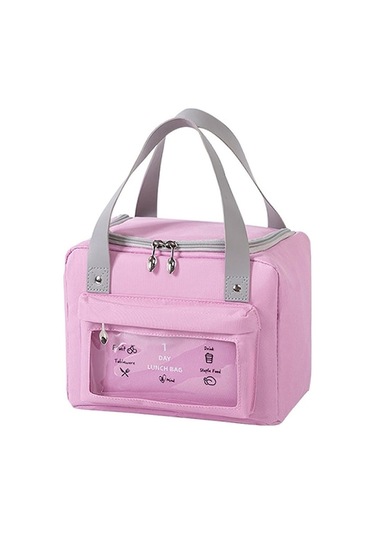 Cbtx Yalıtımlı Öğle Yemeği Çantası Polyester Açık Piknik Kamp Yiyecek Saklama Çantası Çanta - Pembe Pembe