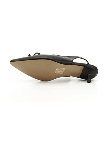 Gönderi R Siyah Kısa İnce Topuklu Fiyonklu Arkası Açık Ayakkabı Siyah