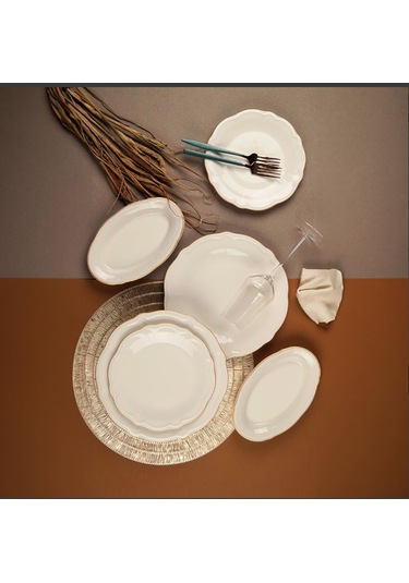 Porser Fulya 18 Parça Yemek Takımı Altın Fileli