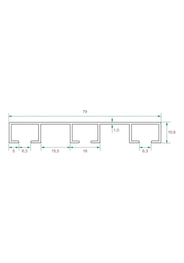 Üç Kanallı 210cm Alüminyum Beyaz Perde Rayı 80mm Kalın Üçlü Korniş Beyaz