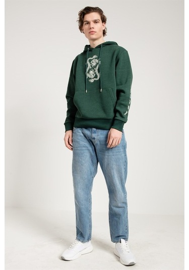 Jahr Marc Dragon Baskılı Yeşil Oversize Erkek Sweatshirt Yeşil