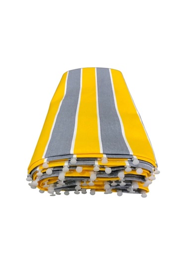 Devrim Olivya Tekstil Balkon Perdesi 1,sınıf Gabardin Kumaş Lük Perde Sarı Gri Gri - Sarı