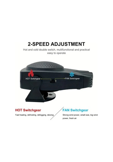 Boatshop1 Siyah 12v 150w Soguk Ve Sicak 2si 1 Arada Donerli Portatif Araba Isitici Fan Yaglik Cozucu Tutacakli