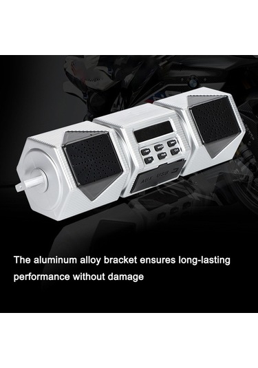 Pazly Motosiklet Stereo Hoparlör, Bt Gidon Dağı Mp3 Çalar Lmk00123, Kablosuz Müzik Sistemi Gümüş