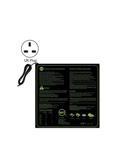 Sones 20 X 20in Su Geçirmez Fide Isıtma Pedi Sabit Sıcaklık Isıtma Pedi İngiltere Fişi 240v