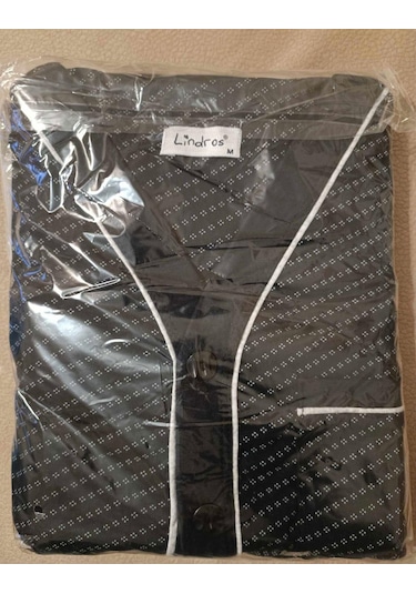 Lindros Erkek Gömlek Yaka İnterlok Uzun Kol Pijama Takımı 00146 - 1 Adet 001