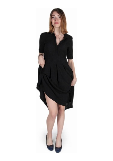 Barbora Günlük Yazlık Ofis Kadın Elbisesi Bt208siyahic2 001