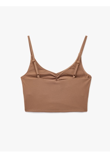 Koton Kolsuz U Yaka Büzgülü Sporcu Sütyeni Vizon 6wak30114nk 02x