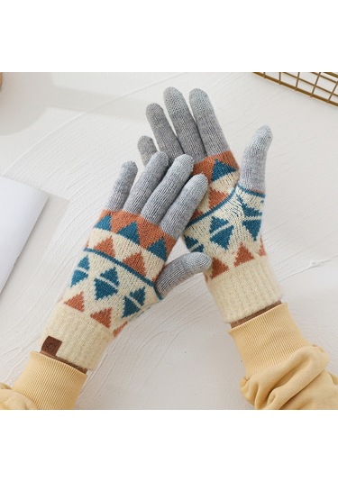 Kadın Kışlık Japon Tarzı Yün Eldiven: Dokunmatik, Kalın Sıcak-açık Gri Açık Gri