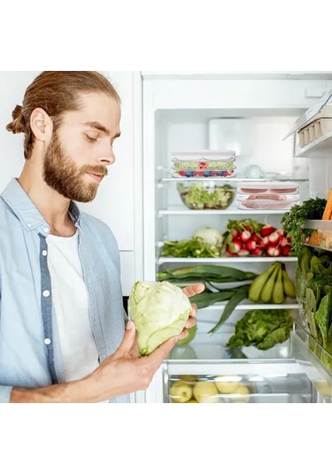 Lemestar Şeffaf Pet Plastik Mutfak Organizasyon Kutusu, Sebze Meyve Ve Et Saklama Kabı, Buzdolabı Ve Tezgah Düzenleyici Şeffaf