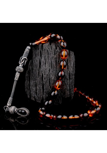 1000 Ayar Gümüş Püsküllü Arpa Kesim Karışık Renk Ateş Kehribar Te