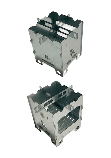 Paslanmaz Ateş Kutusu, Firebox, Katlanır Mini Soba, Kamp Sobası Açık Gri