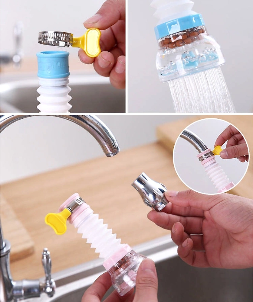 Padalink Mutfak Musluk Uzatma Aleti 360 Döner Anti-splash Filtreli Su Tasarrufu Cihazı 4. Nesil Mefit Su İçeriği Mavi Renkli Mavi