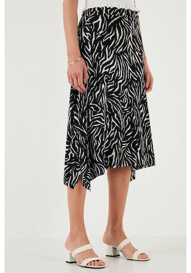 Lela Desenli Volanlı Midi Boy Bayan Etek 5869010 Zebra