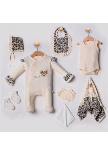 Leopar Desenli 8li Set Yeni Doğan Kahverengi