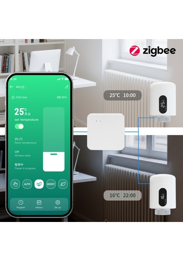 Yifomall Me173 Zigbee Akıllı Radyatör Termostati - Uzak Kumanda, Penceresi Açık Algılama, Donma Koruması, Ekonomi Modu Gateway Ve Pil Dahil Değil