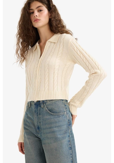 Defacto Regular Fit Polo Yaka Hırka A3331ax25wner103 Ekru Defacto Regular Fit Polo Yaka Hırka A3331ax25wner103 Ekru