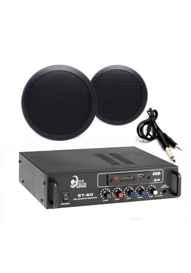 2 Li Siyah Tavan Hoparlörlü Ses Sistemi Mağaza Kafe Ofis Müzik Sistemi