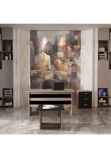 Robinhome  Robin Home Verona Abc Ofis Büro Masa Takımı Meşe-Siyah