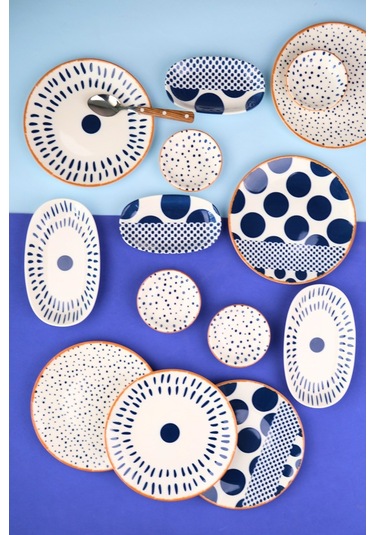 Tabak Evi Porselen Spotty Kahvaltı Ve İkram Takımı 6 Kişilik 14 Parça Çok Renkli